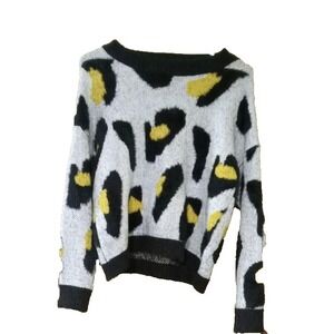 Adora Woman multicolor fur accent sweater size‎ M So colorful fun statement wear